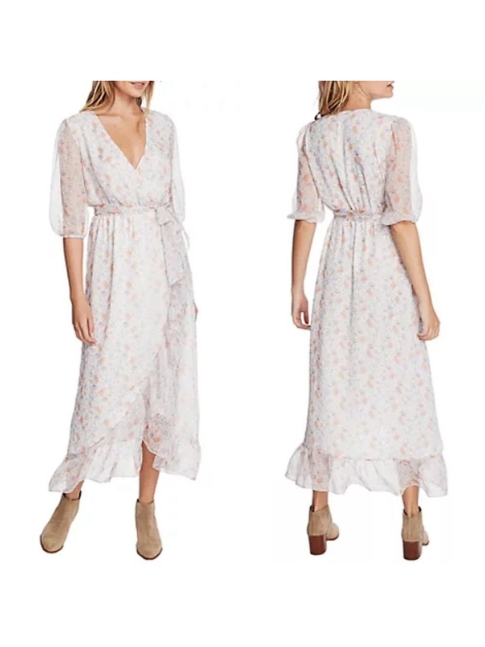 1.STATE Woodland Gardens Floral Wrap Front Dress NWT Size Small